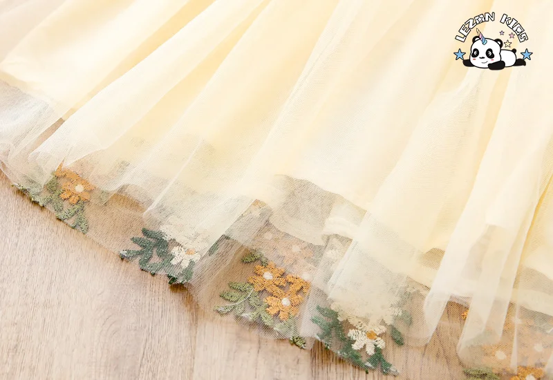 LEZONKIDS - Kids Clothing Wholesale Summer Dress Girl Flower Embroidery Tulle Dresses for Kids Girls